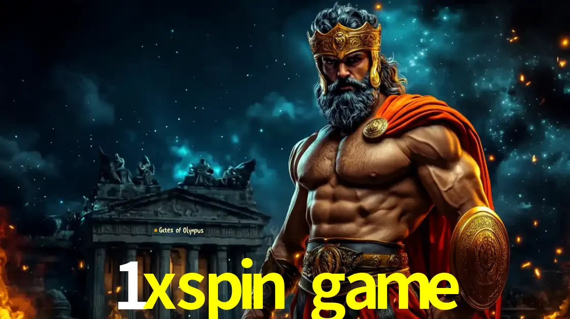 O poderoso Zeus do jogo de slot Gates of Olympus em frente ao seu templo, pronto para lançar multiplicadores divinos e prêmios épicos no cassino online 1xspin game.