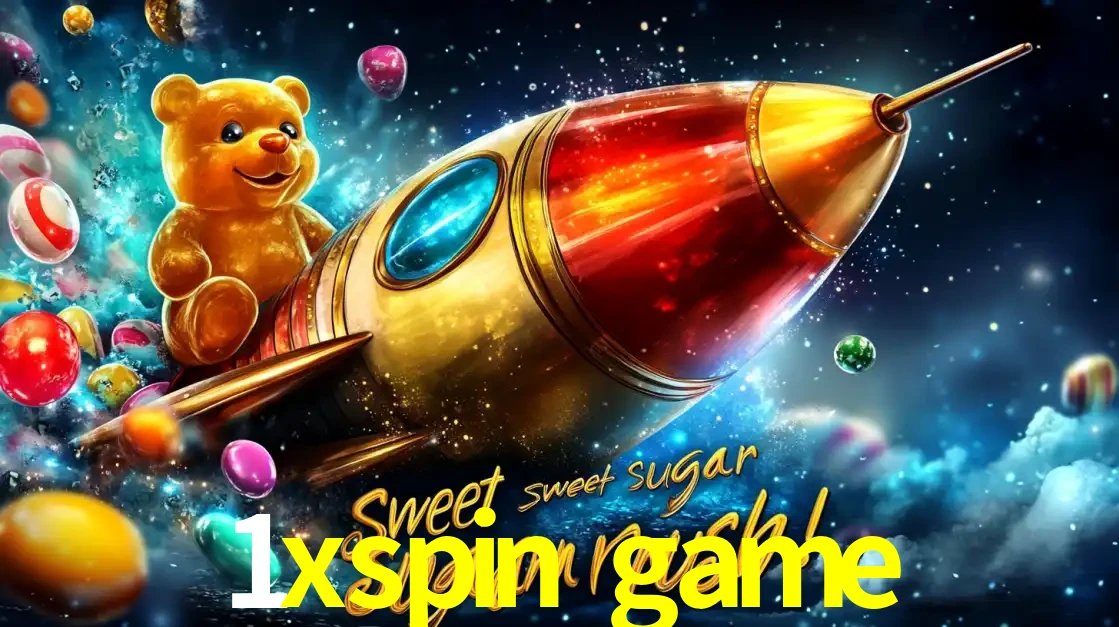 Arte promocional do jogo de slot Sugar Rush, com um urso de pelúcia em um foguete viajando pelo espaço de doces, um dos jogos divertidos disponíveis no cassino 1xspin game.