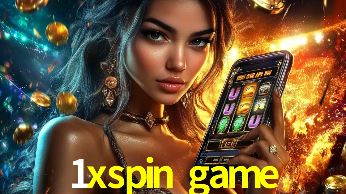 Mulher elegante mostrando um jogo de caça-níqueis em seu smartphone, destacando a experiência de cassino móvel oferecida pelo aplicativo 1xspin game.